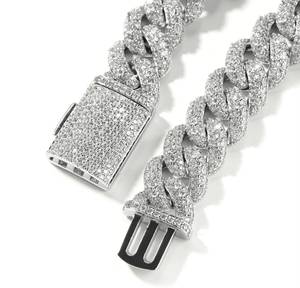 Hip Hop Heavy 18mm Miami Cuban Link Chain Iced Out 14k Gold Plated <b>Silver</b> Moissanite Diamond Round Brilliant Cut VS1 - Product Image 3