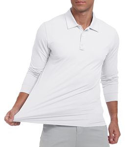 Chemises décontractées pour hommes, couleur unie, polos de golf à manches longues, UPF 50+, polos à col à manches longues, vêtements de travail, logo personnalisé, chemises vierges - Product Image 2