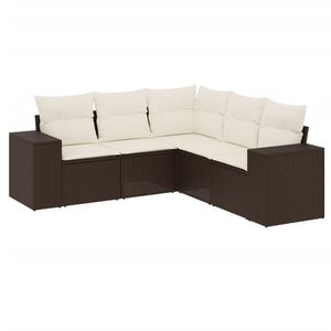 Ensemble de canapés de jardin en rotin PE brun, acier thermolaqué et polyester - Product Image 2