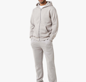 Ensemble de survêtement en coton de haute qualité pour homme, sweat-shirt à capuche et pantalon de jogging, fermeture éclair, 2 pièces - Product Image 4