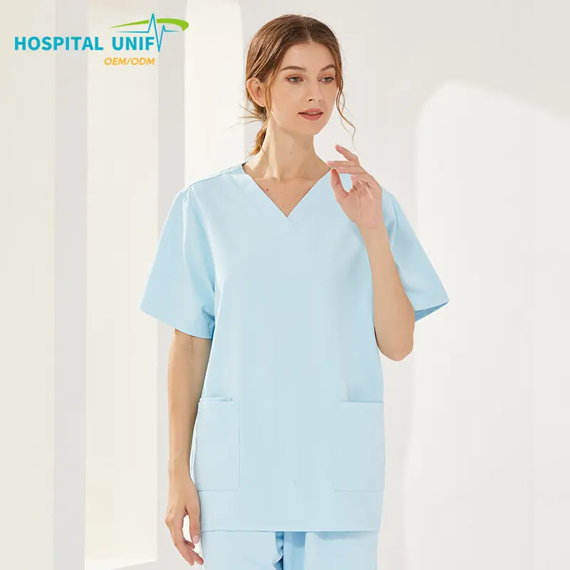 H&U 2024 OEM Top Quality Hospital Uniform Polyester Cotton Medical Scrubs Wholesale Women Nursing Custom Nurse Scrub Uniforms