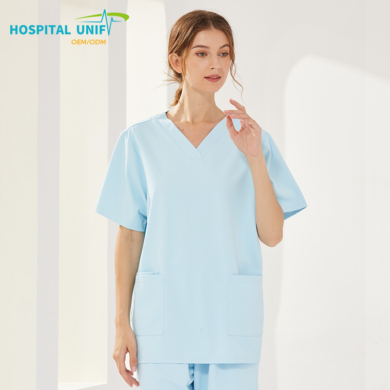 H&U 2024 OEM Top Quality Hospital Uniform Polyester Cotton Medical Scrubs Wholesale Women Nursing Custom Nurse Scrub Uniforms