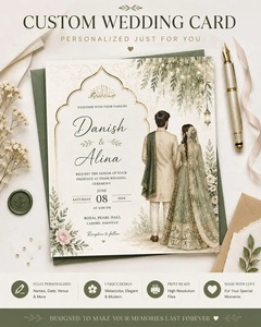 Tarjetas de Invitación de Boda Personalizadas de Lujo, Impresión de Tarjetas de Invitación para Celebraciones de Boda Tradicionales y Modernas, Disponibles para la Venta - Product Image 5
