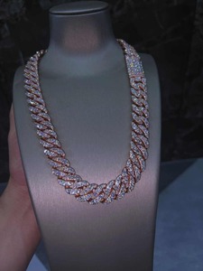 Collier chaîne cubaine unisexe en argent sterling 925 plaqué rhodium avec moissanite taille brillant, style hip-hop, pour soirée - Product Image 6