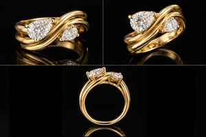 Bague de fiançailles et de mariage Toi et Moi en or massif 14 carats avec diamant de laboratoire taille poire certifié IGI de 2,30 carats E-F VVS-VS - Product Image 4