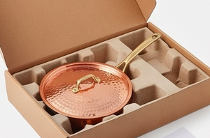 Copper Paella <b>Pan</b> With Lid Handmade Hammered Finish Zinc Alloy <b>Handle</b> For Gas Use And Induction Cookers Use - Product Image 6