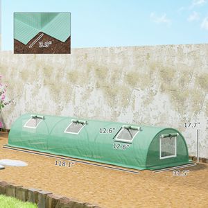 Mini Serra Portatile 10 X 3 X 2 con 5 Finestre a Rete, Copertura in PE e Telaio in Acciaio per Piante - Product Image 3