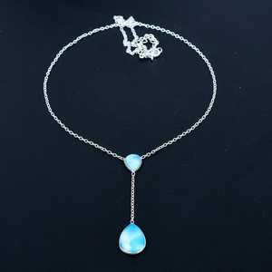 Bague en argent sterling 925 plaqué rhodium avec pierre précieuse Larimar bleu naturel taille poire, cadeau de mariage ou d'anniversaire pour femme, vente en gros - Product Image 2