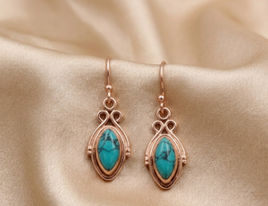 Handmade Natural Turquoise 925 Sterling Silver Hoop Earrings Women Vintage Boho Jewelry <b>Rose</b> <b>Gold</b> Yellow <b>Gold</b> Plated Party Gift - Product Image 4