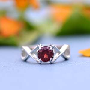 925 Sterling <b>Silver</b> Natural <b>Garnet</b> <b>Ring</b> Handmade Gemstone Jewelry Elegant Gift For Her Engagement Christmas - Product Image 5