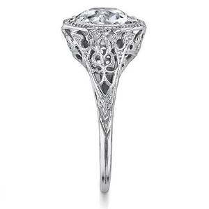 Bague de Fiançailles et de Mariage de Luxe Vintage Antique en Argent Sterling 925 Plaqué Or, Sertie de Moissanite Certifiée 8MM - Product Image 2