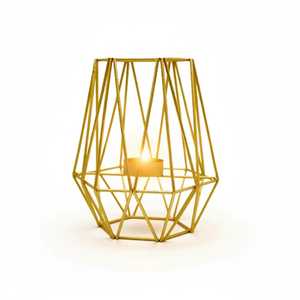 Luxury Gold Geometric Tower <b>Candle</b> Holder Modern Iron Wire Tealight Stand for Office Desk Home Table Centerpiece Skies Trader - Product Image 2