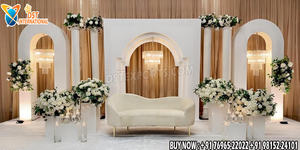 ฉากหลังเวทีโครงไม้ทรงโค้งแบบโมกุลแบบดั้งเดิม ซื้อแผงหลังสีขาวแบบกำหนดเองได้ ราคาประหยัด ลอนดอน - Product Image 2