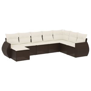 Ensemble de canapés de jardin en polyrotin brun, acier thermolaqué et polyester - Product Image 2
