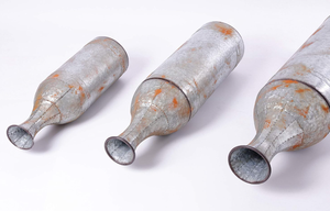 Ensemble de 3 vases de décoration en métal galvanisé de style ferme rustique de la meilleure qualité pour la décoration. - Product Image 4