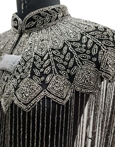 Capa de Fiesta para Mujer de Talla Grande con Adorno Metálico Encantador de Cristal, Borlas y Malla Transpirable, Cuello Mandarín, Venta al por Mayor - Product Image 2