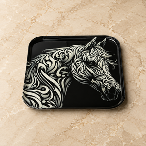 Bandeja de Servicio con Diseño de Caballo Contemporáneo, Resistente a los Arañazos, Cuadrada, Elegante, para Servir Comida, Té, Café, Bocadillos, Decorativa - Product Image 3