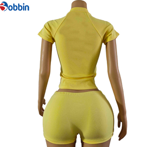 Conjuntos de Shorts para Mujer, Ropa de Verano, Conjuntos de Shorts con Logotipo Personalizado, Ropa de Verano para Mujer, Top Corto de Manga Corta + Conjuntos de Shorts de Cintura Alta - Product Image 4