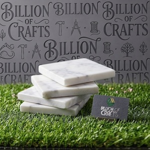 Billion Of Crafts Marble <b>Coaster</b> Set Square Stone Mats Non Slip Modern Design <b>White</b> Marble <b>Coaster</b> Set of 6 - Product Image 3