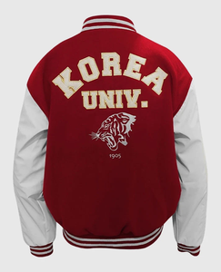 Veste de baseball pour homme, rouge et blanche, style varsity, doublée en sherpa, col montant, lettre K - Product Image 2