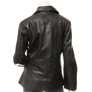 Chaqueta de Cuero Transpirable Estilo Motero para Mujer, Chaqueta de Moda de Cuero Genuino con Cremallera Completa Personalizada para Mujer - Product Image 2