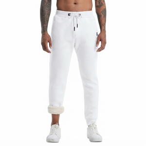 DROGEN EXPORT CUSTOM Mens White <b>Linen</b>/Cotton Anti-Pilling Lightweight Spring Breathable Sweatpants Casual Athletic Streetwear - Product Image 1