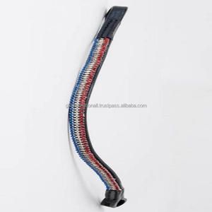 Banda de ceja de caballo de cuero de búfalo negro Premium para brida con cadena decorativa de 3 filas de cristales multicolores diamantes de imitación mega Bling - Product Image 5