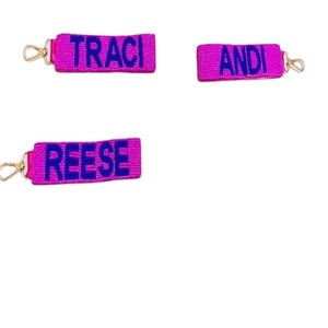 Durable Handmade Quality Pinkand Blue Colors Beaded Name Keychain <b>Wristlet</b> Gameday Letter Key Holder Accessories Stylish 2026 - Product Image 1