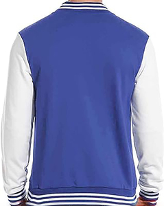 Men's <b>Red</b> Varsity Jacket With White Sleeves Turn-down Collar Button Closure Casual Autumn Wear - Product Image 4