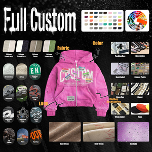 400gsm Cotton <b>Hoodies</b> Oversized Heavy Cropped Boxy Zipper Hoodie High Quality Custom Zip up <b>Rhinestone</b> Hoodie Manufacturer - Product Image 5