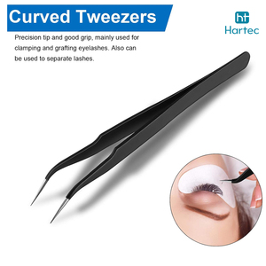 Ergonomic Lightweight Wholesale Rate Custom Branding Black Color Eyelash Tweezers Durable Anti-Static Beauty Tools For Salon - Product Image 3