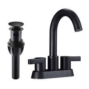 Rubinetto da bagno a 2 maniglie con scarico a scomparsa da 4 pollici, rubinetto per lavabo da 3 pollici - Product Image 1