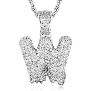Collier pour homme en argent sterling 925 avec pendentif initial Moissanite Bling Hip Hop, micro-pavé de diamants VVS effet goutte de glace - Product Image 3