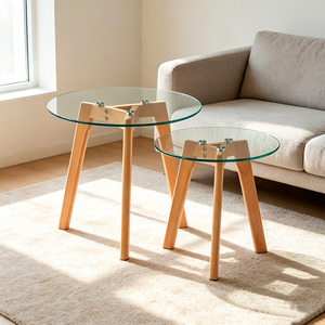 Mesa de Comedor Moderna de Madera con Cubierta de Vidrio Templado, Mesa Rectangular para Comedor, Muebles para Restaurante - Product Image 2