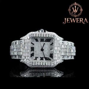 Mossinate Luxury Stainless Steel Analog Glass Dial Mechanical Movement Diamond Watch with Chronograph Hip Hop Style for Men - Product Image 1
