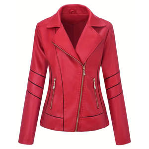 Chaqueta de Cuero Genuino Estilo Motociclista, Proveedor Personalizado, Chaquetas de Cuero para Mujer, Cómodas y Transpirables - Product Image 3