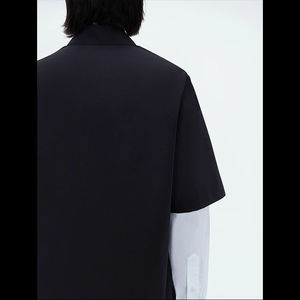 เสื้อยืดคอกลมสองชั้น แขนยาว ผ้าฝ้าย 100% ทรงโอเวอร์ไซส์ สำหรับผู้ชาย - Product Image 1