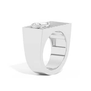 Bague large en or 10k 14k 18k avec diamant de laboratoire ovale de 1 carat, sertie clos, style audacieux, fabrication sur mesure, bijoux de déclaration, vente en gros - Product Image 3