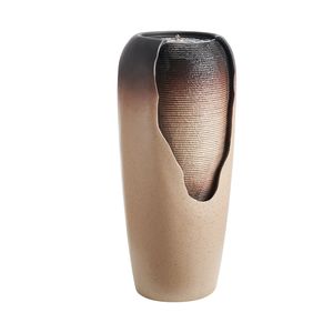 Fontana d'Acqua Moderna da Esterno, Altezza 30,71 cm, Stile Vaso Smaltato, a 1 Livello, con Luce LED, Cascata Contemporanea da Esterno - Product Image 1