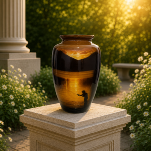 Fishing Cremation Urn for Human Ashes | Sunset Lake <b>Memorial</b> <b>Keepsake</b> | Adult Funeral Burial Vessel | Fisherman Remembrance - Product Image 5