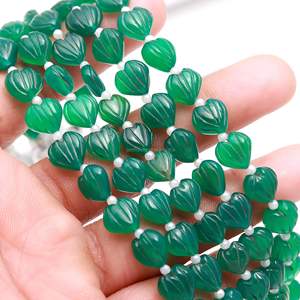 ลูกปัดหินออนิกซ์สีเขียวธรรมชาติแกะสลักรูปหัวใจขนาด 9-10 มม. ลูกปัดพลอยแกะสลักด้วยมือสำหรับทำเครื่องประดับ ลูกปัดออนิกซ์แกะสลักพลอย 8 นิ้ว - Product Image 2