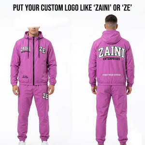 ZAINI Premium 300 Grams <b>Knitted</b> Polyester Breathable Casual Windbreaker Suit Men Winter Hooded Front Blue Black Heat-Transfer - Product Image 1