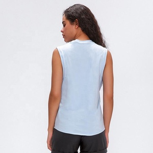 Venta al por mayor de ropa deportiva para mujer, chaleco liso de gimnasio para mujer, camiseta sin mangas de entrenamiento de gimnasio personalizada para mujer, camiseta unisex 100% de algodón para mujer - Product Image 5