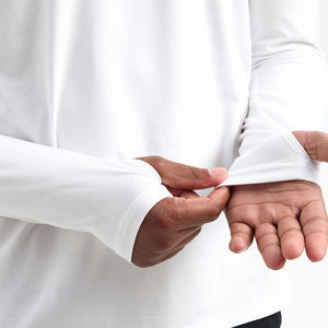 เสื้อยืดคอกลมลำลองผู้ชาย ผ้าฝ้ายถักน้ำหนักเบา เป็นมิตรกับสิ่งแวดล้อม แขนยาว 230gsm สกรีนโลโก้ได้ ไซส์ใหญ่ สีพื้น - Product Image 6