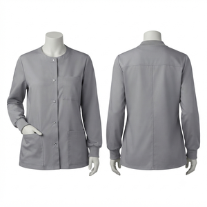 Chaqueta Médica Premium para Mujer, 180 GSM, Poliéster y Algodón, Manga Larga, Blanca, Negra, Azul Marino, Gris, con Logotipo Personalizado Bordado o Impreso en la Espalda - Product Image 4