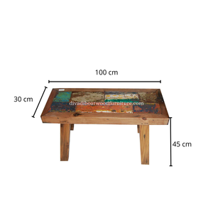 Banc Rita en bois de bateau récupéré, patchwork, couleur originale, écologique, artisanal, design minimaliste, durable, pour l'intérieur et l'extérieur - Product Image 1