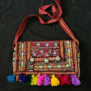 Vintage Banjara Embroidered Tassel Patchwork <b>Mirror</b> Work <b>Shell</b> Casual Sling Crossbody Bag Ethnic Boho Handbag Beach College - Product Image 4