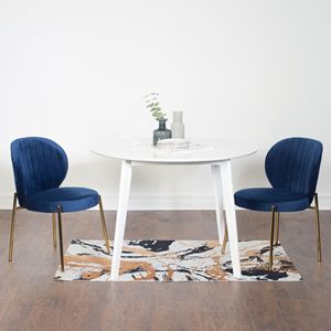 Set da Pranzo Contemporaneo Amoa a 3 Pezzi, Tavolo Rotondo Bianco e 2 Sedie per Sala da Pranzo - Product Image 2