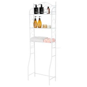 Scaffale angolare in metallo bianco a 3 livelli da posizionare sopra il WC, con finitura in plastica, per doccia e bagno - Product Image 5