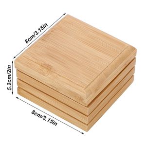 Bamboo Square <b>Soap</b> <b>Dish</b> Set of Four Minimalist Storage Box <b>with</b> <b>Lid</b> for Bathroom Use - Product Image 4